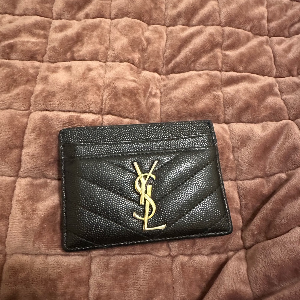 Saint Laurent Black Leather Card Holder